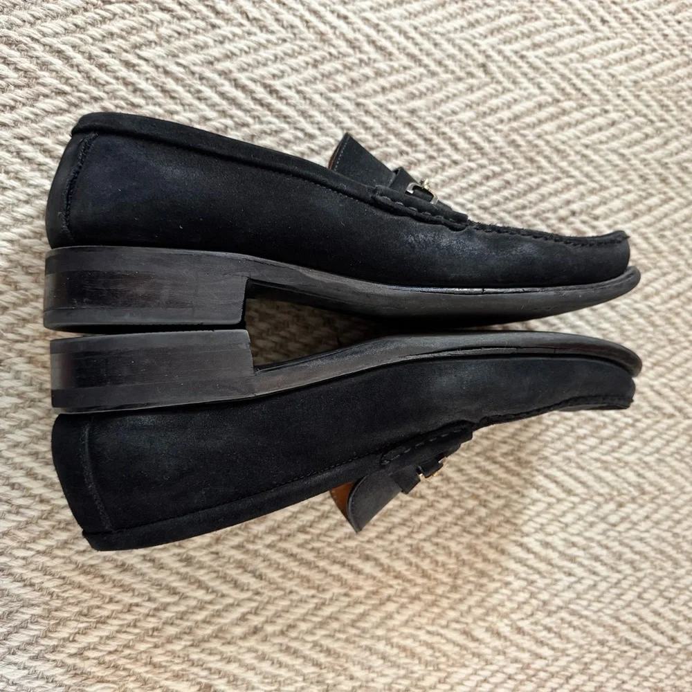 Men’s Gucci Suede Black & Gold Horse Bit Loafers | Size 11.5